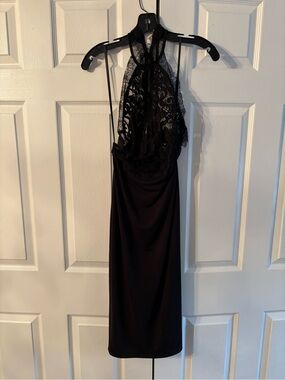 Abyss By Abby Black Lace Halter Wedding Dress